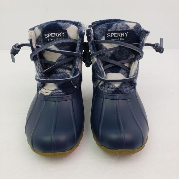 Sperry TopSider Saltwater Toddler Sz 13 Blue Plaid Wool Waterproof Duck Boot - Picture 5 of 12